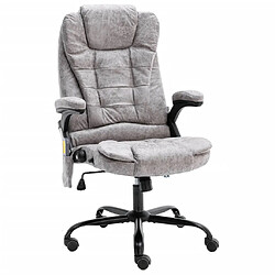 vidaXL Chaise de bureau massage Gris clair Chaise de bureau de massage - Similicuir daim - Hauteurs réglables - Chauffage intégré