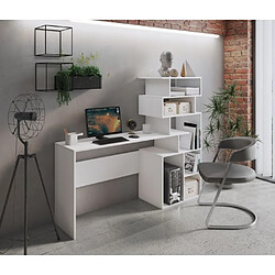 Bureau Alter avec bibliothèque - Blanc