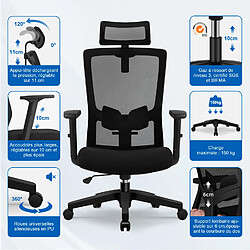 Homimaster Lexzurn Fauteuil bureau ergonomique pliable - Noir pas cher