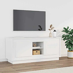 vidaXL Meuble TV MN24501 - Bois blanc Meuble TV classique - Bois d'ingénierie - Dimensions 102 x 35 x 45 cm - Blanc