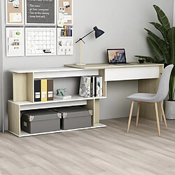 Bureau VidaXL blanc chêne sonoma