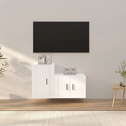 vidaXL Ensemble de meubles TV 2 pcs Blanc Bois d'ingénierie