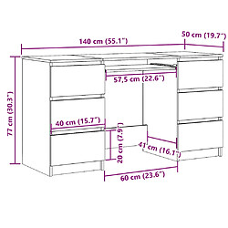 vidaXL Bureau - Blanc - 140x50x77 cm pas cher