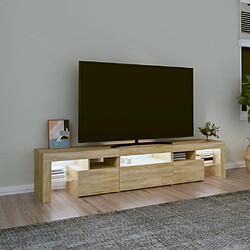 Avis vidaXL Meuble TV LED 200 cm - Chêne sonoma