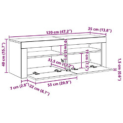 VidaXL 120 x 35 x 40 cm - Blanc pas cher