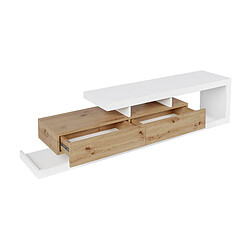 Bestmobilier Olga - meuble TV - bois et blanc - 198 cm - style scandinave