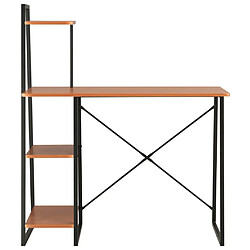 vidaXL Bureau avec étagère - Noir/Marron