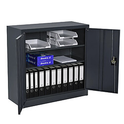 En.casa Armoire de bureau métallique - Gris foncé