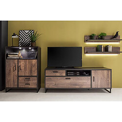 Pegane Ensemble salon TV 3 éléments - Chêne