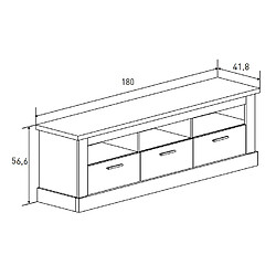 Pegane Meuble TV vintage - Chêne