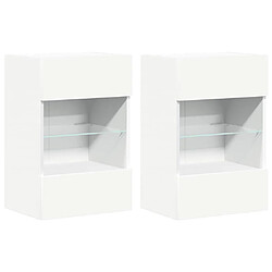 vidaXL Meubles TV muraux LED 2 pcs Blanc