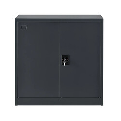 En.casa Armoire de bureau métallique - Gris foncé pas cher