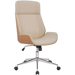 Decoshop26 Fauteuil de bureau en similicuir - Crème