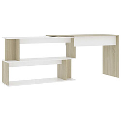 Bureau VidaXL blanc chêne sonoma