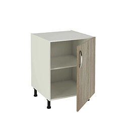 Pegane Meuble bas de cuisine 1 porte chêne cortez