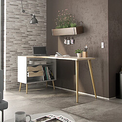 Alter Bureau d'angle avec étagères - Blanc