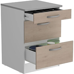 Avis Tbs Meuble bas de cuisine 3 tiroirs - Chêne