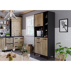 Tbs Buffet haut de cuisine - Chêne et noir
