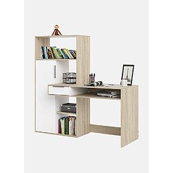 Avis Alter Bureau avec bibliothèque scandinave - Blanc et chêne