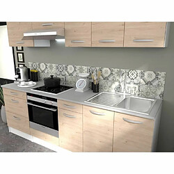 Tbs Meuble bas de cuisine 3 tiroirs - Chêne pas cher