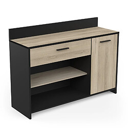 Pegane Meuble de rangement cuisine - Chêne Kronberg/Noir Mat