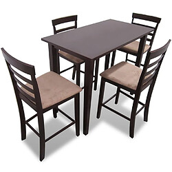 VIDAXL Set table et 4 chaises de bar - Marron