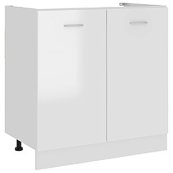 vidaXL Armoire de Plancher d'Evier Blanc Armoire sous évier - Bois d'ingénierie - Blanc brillant - 80 x 46 x 81,5 cm