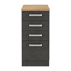 Cstore Meuble bas cuisine 4 tiroirs - Gris