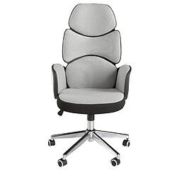 Angel Cerda Fauteuil de bureau pivotant tissu gris clair et pvc blanc brillant