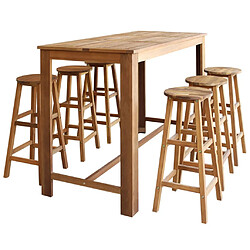 VIDAXL Table et tabourets de bar 7 pcs - Bois d'acacia Ensemble bar intemporel - Bois acacia 150x70 cm - Tabourets avec repose-pieds - Assemblage facile