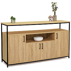 Idmarket market Buffet 4 Portes Detroit - 140 cm