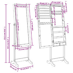 vidaXL Armoire à bijoux miroir LED Blanc pas cher