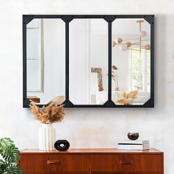 Idmarket MARKET Miroir 3 bandes - Noir