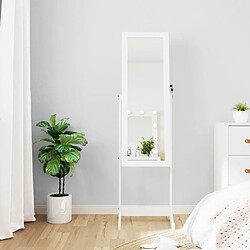 vidaXL Armoire à bijoux miroir LED Blanc Miroir avec armoire LED - Bois d'ingénierie et verre - Dimensions 42 x 38 x 151,5 cm - Blanc