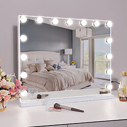 FENCHILIN Miroir de maquillage - 58x46 cm USB Blanc
