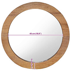 VidaXL Miroir mural rond 60 cm Teck pas cher