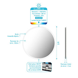 Acheter Aurlane MIR043 - Miroir LED rond 60 cm - Aluminium