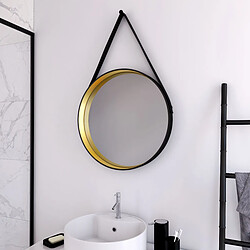 Aurlane MIR035 - Miroir rond 60 cm avec cadre noir