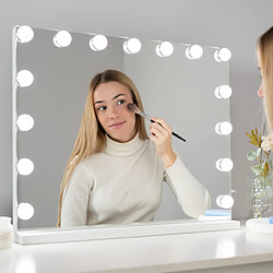 Flamingueo Miroir Maquillage Lumineux 15 LED 3 Modes 58x46x12cm Blanc