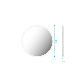 Aurlane MIR043 - Miroir LED rond 60 cm - Aluminium pas cher