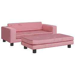 vidaXL Canapé avec repose-pied enfant - Rose