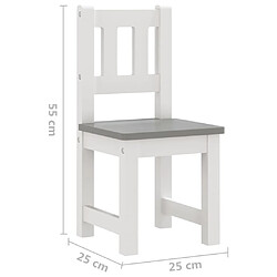 vidaXL Ensemble Table et Chaises Enfants Blanc et Gris pas cher