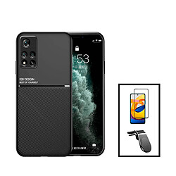 Phonecare Kit Coque Redmi 10 Prime Coque magnétique - Protection renforcée - Couverture avec support voiture - Verre 5D Black