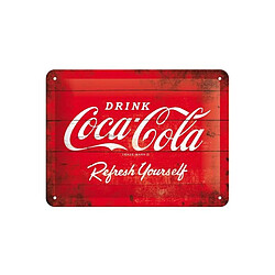 Nostalgic Art Plaque Coca Cola en métal 20x15 cm Plaque décorative en métal - Tôle bombée - Rouge - 20 x 15 cm