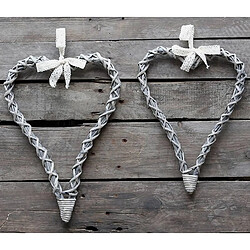 L'Héritier du Temps Grand Coeur Couronne Rotin 29x40 cm