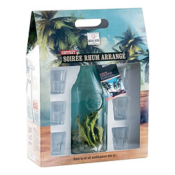 Totalcadeau Boîte carafe avec mélange rhum arrangé Set rhum arrangé - Carafe + 6 shooters - Ingrédients inclus - Verre