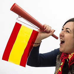 Totalcadeau Trompette Drapeau Espagnol Trompette avec drapeau - Supporter Espagne - 36 cm