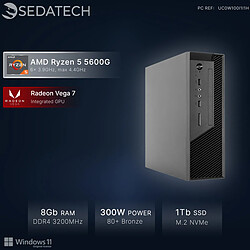 Sedatech Mini-PC, AMD Ryzen 5 5600G, Radeon Vega, 8Go RAM, 1To SSD, DVD, Win 11