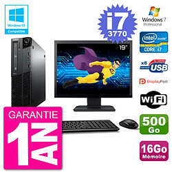 Lenovo ThinkCentre M82 · Occasion PC SFF avec écran 19" Intel Core i7 - 16 Go RAM - 500 Go HDD - Windows 7 Pro - Wi-Fi intégré