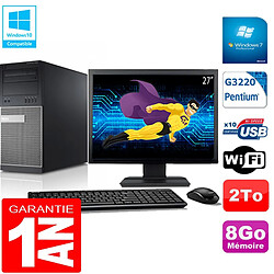 Dell Optiplex 9020 MT - Écran 27" · Occasion PC de bureau tour avec Intel Pentium G3220 - 8 Go RAM - Disque dur 2 To - WiFi - Windows 7 Pro